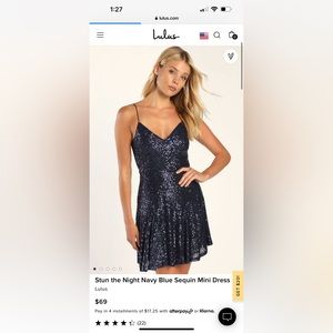 Stun the Night Navy Blue Sequin Mini Dress